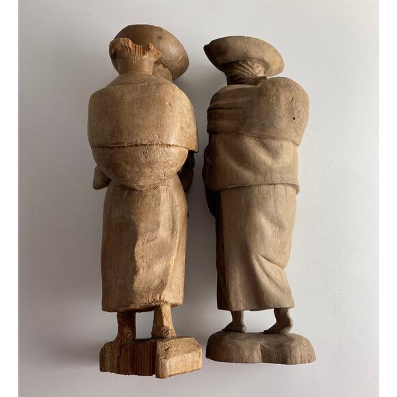 Set of 2 Primitive Hand Carved Wooden Figurines | Folk Art | 1930's - Picture 5 of 10